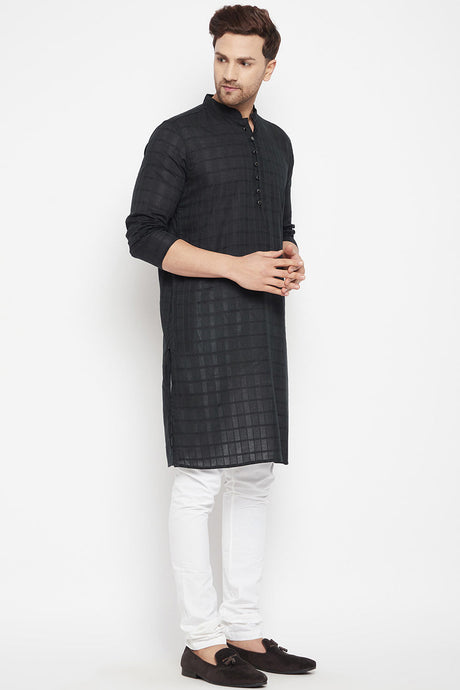Buy Men's Pure Cotton Solid Kurta in Black