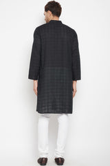 Buy Men's Pure Cotton Solid Kurta in Black