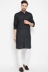 Buy Men's Pure Cotton Solid Kurta in Black