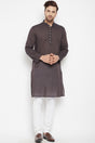 Buy Men's Pure Cotton Solid Kurta in Brown