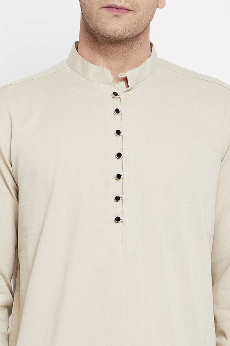 Buy Men's Pure Cotton Woven Long Kurta in Navy Blue - Zoom Out
