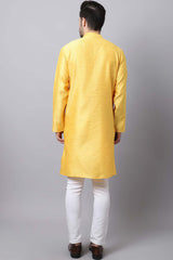 Men's Light Yellow Self-Design Full Sleeve Long Kurta Top (LPP-SLK1187-YWB)