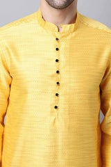 Men's Light Yellow Self-Design Full Sleeve Long Kurta Top (LPP-SLK1187-YWB)