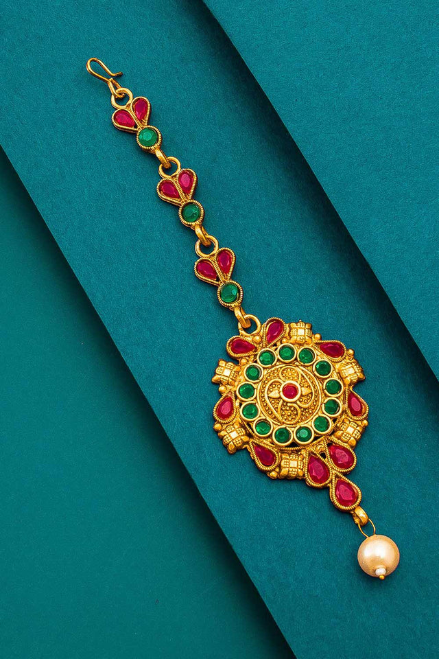 Buy Women's Alloy Maang Tikka in Gold