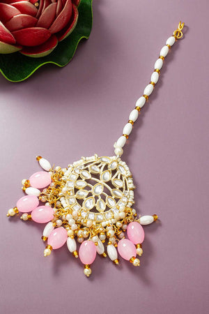 Traditional Multi Color Kundan With Pearls Maang Tikka
