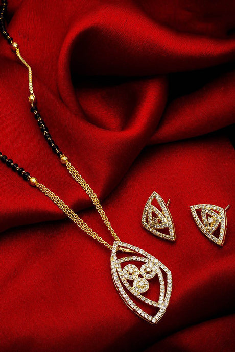  Buy Women's Alloy Mangalsutra and Earrings Set in White Online