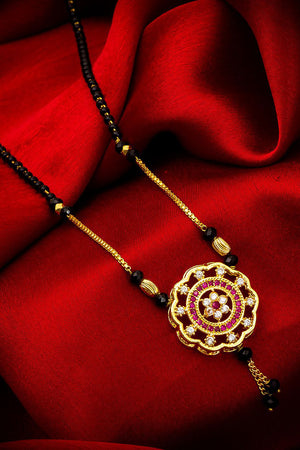 Buy Women's Alloy Mangalsutra Set in Gold and Pink Online