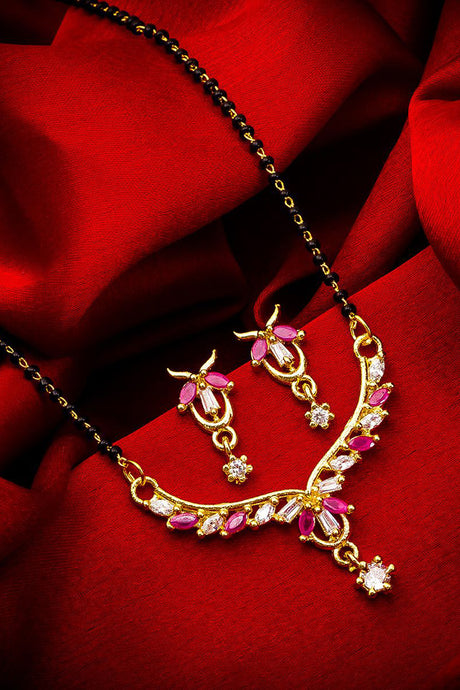  Buy Women's Alloy Mangalsutra Set in Gold and Pink Online
