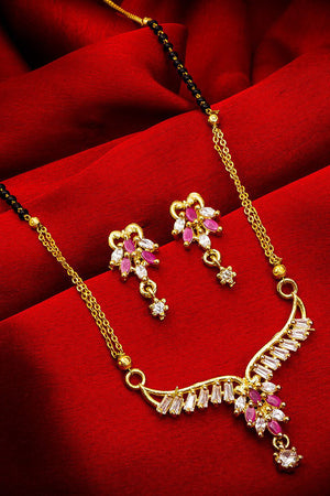  Buy Women's Alloy Mangalsutra Set in Gold and Pink Online