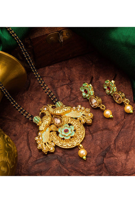  Buy Women's Alloy Mangalsutra Set in Gold and Green Online