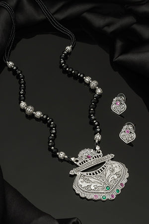 Buy Women's Oxidized Mangalsutra Set in Silver