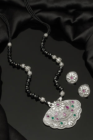 Buy Women's Oxidized Mangalsutra Set in Silver