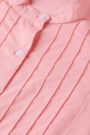 Buy Pastel pink Cotton Solid top with detailed sleeves Online - Back