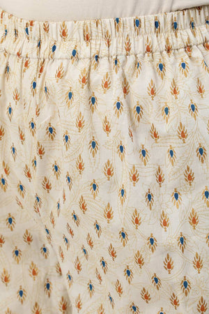 Buy Cream And Gold Printed Straight Palazzo Suit Set Online - Front