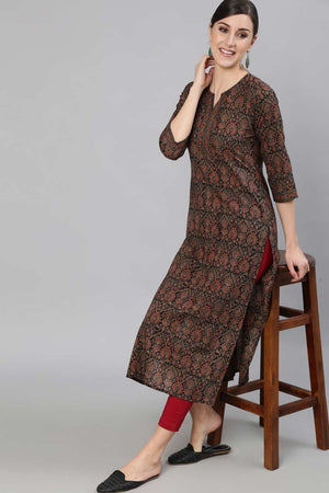 Buy Multi Cotton geometric Printed Straight Kurta Online