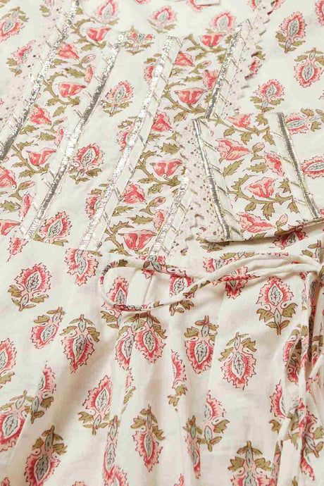 Buy Men's White Silk Blend Floral Printed Men's Kurta Pajama Jacket Set Online