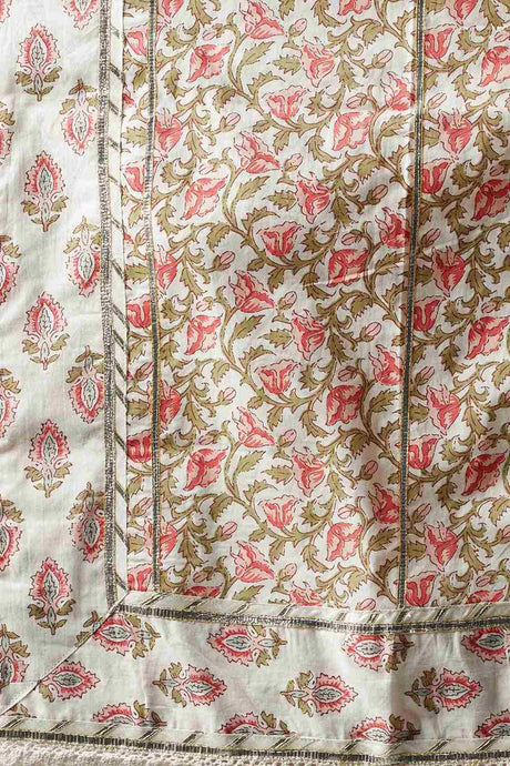 Buy Men's White Silk Blend Floral Printed Men's Kurta Pajama Jacket Set Online