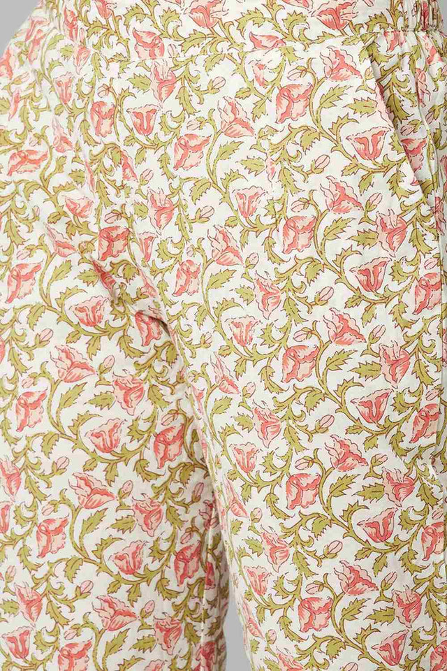 Buy Men's White Silk Blend Floral Printed Men's Kurta Pajama Jacket Set Online