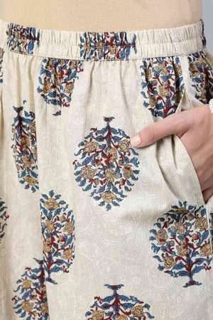 Buy Maroon And Cream Printed Straight Palazzo Suit Set with Printed Dupatta Online