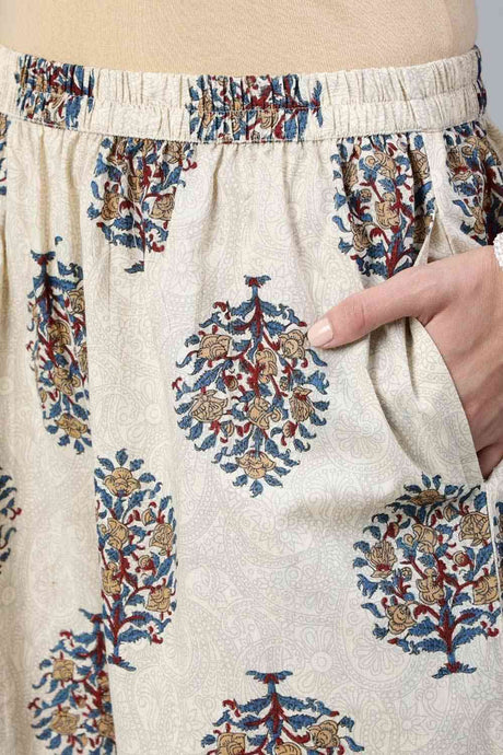 Buy Maroon And Cream Printed Straight Palazzo Suit Set with Printed Dupatta Online