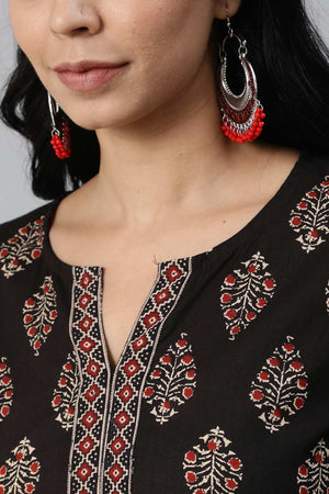 Buy Black Printed Straight Palazzo Suit Set Online - Back