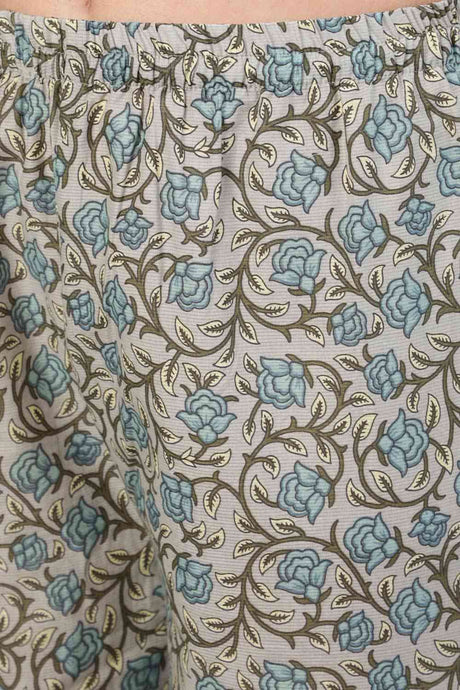 Buy Grey Printed Kurta With Palazzo & Dupatta Online - Front