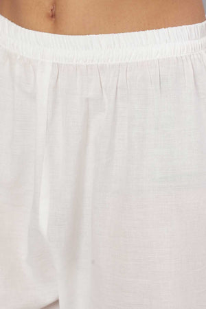 Buy Mauve Cotton Printed Straight Kurta With White Solid Trouser Online - Front