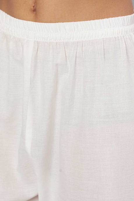 Buy Mauve Cotton Printed Straight Kurta With White Solid Trouser Online - Front