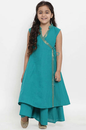 Buy Girl's Green Solid Kurta With Palazzos Online