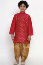 Buy Boy's Pink Kurta With Golden Dhoti Set Online