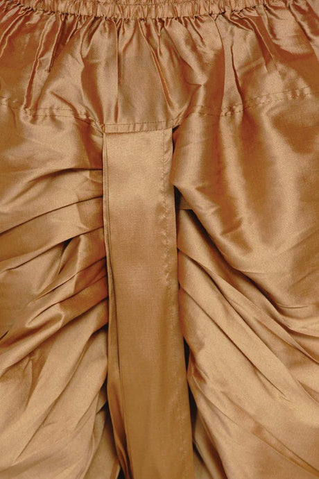 Buy Boy's Pink Kurta With Golden Dhoti Set Online - Zoom Out
