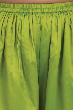 Buy Girl's Green Ethnic Motifs Kurti With Dhoti Pants And With Dupatta Online - Zoom In