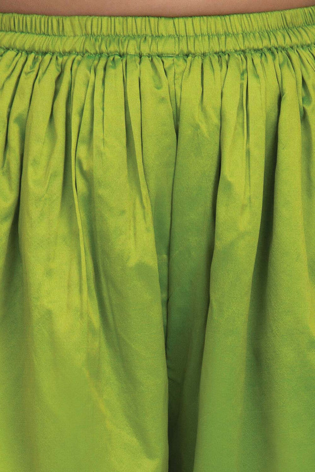 Buy Girl's Green Ethnic Motifs Kurti With Dhoti Pants And With Dupatta Online - Zoom In