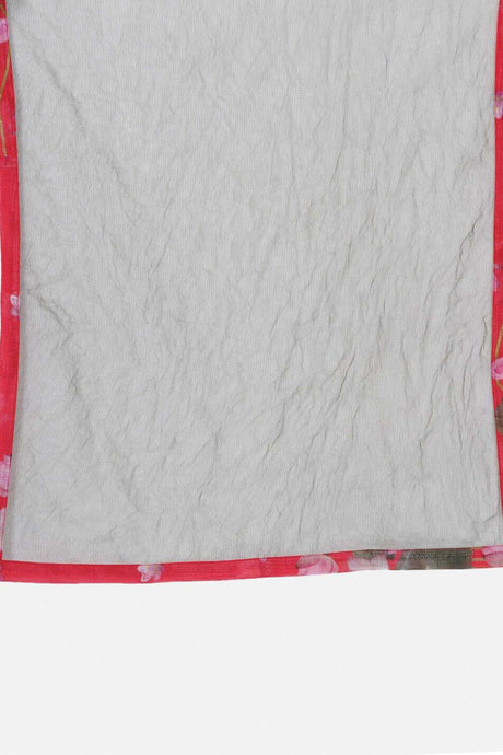 Buy Girl's Red Ethnic Motifs Printed Chanderi Cotton Kurta With Churidar And With Dupatta Online - Zoom Out