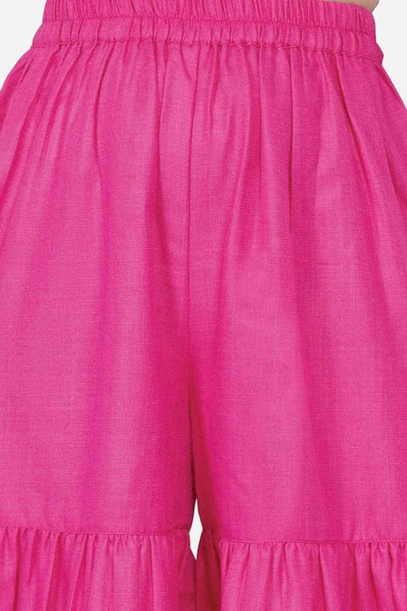 Buy Girl's Navy Blue And Pink Straight Kurta With Sharara Online - Zoom Out