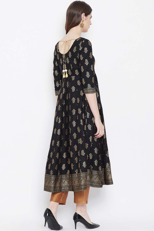 Buy Men's Black Silk Blend Floral Printed Men's Kurta Pajama Jacket Set Online