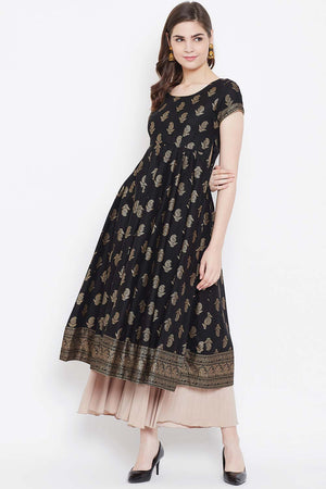 Buy Men's Copper Silk Blend Chevrons Printed Men's Kurta Pajama Jacket Set Online