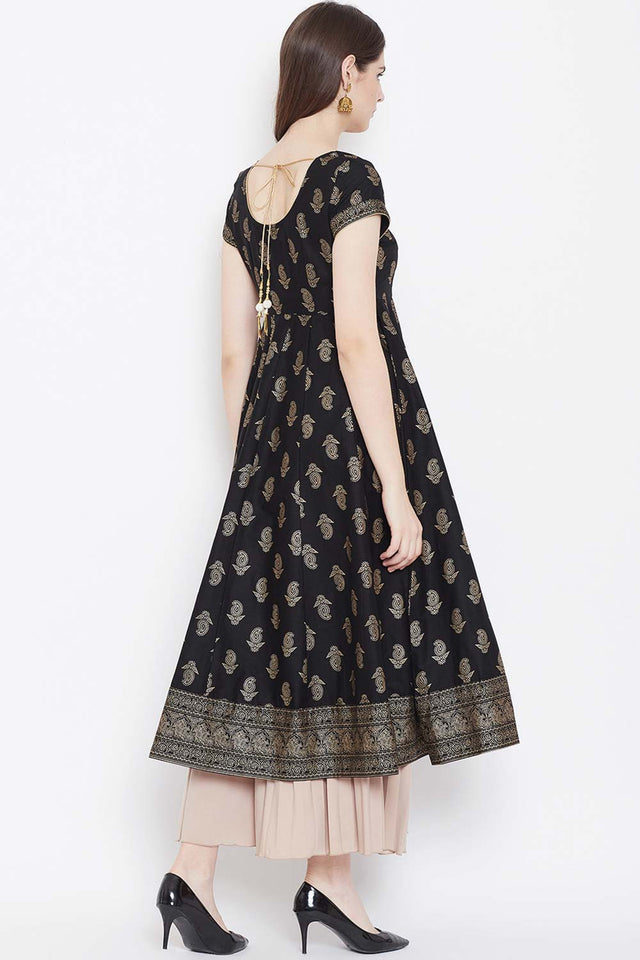 Buy Men's Copper Silk Blend Chevrons Printed Men's Kurta Pajama Jacket Set Online