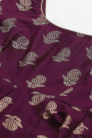 Buy Men's Copper Silk Blend Geometric Printed Men's Kurta Pajama Jacket Set Online