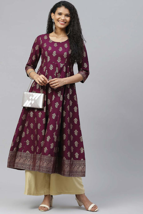 Buy Men's Copper Silk Blend Geometric Printed Men's Kurta Pajama Jacket Set Online