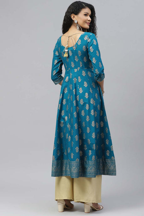 Buy Men's Copper Silk Blend Floral Printed Men's Kurta Pajama Jacket Set Online