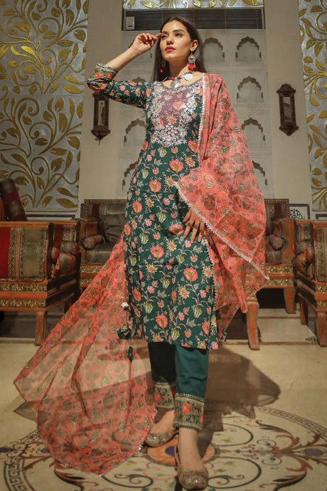 Buy Men's Copper Silk Blend Floral Printed Men's Kurta Pajama Jacket Set Online