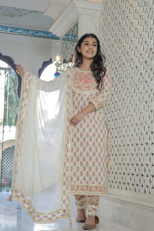 Buy Men's White Silk Blend Floral Printed Men's Kurta Pajama Jacket Set Online