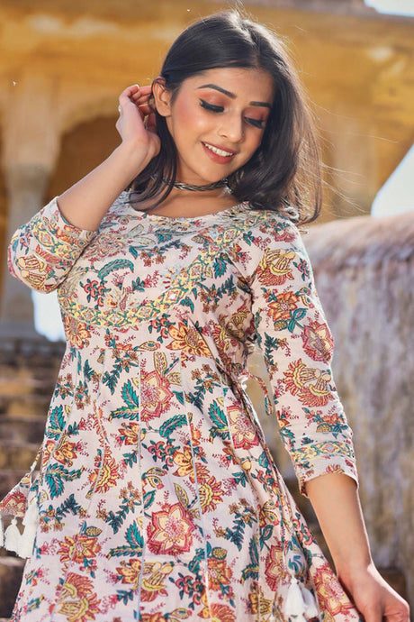 Buy Men's Copper Silk Blend Floral Printed Men's Kurta Pajama Jacket Set Online