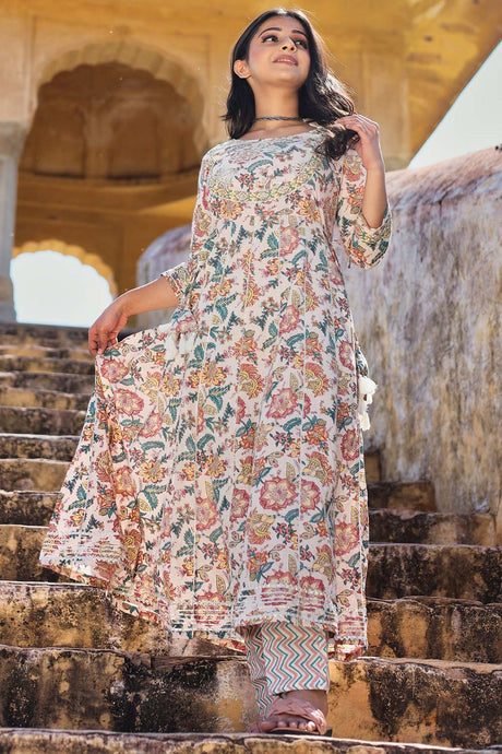 Buy Men's Copper Silk Blend Floral Printed Men's Kurta Pajama Jacket Set Online