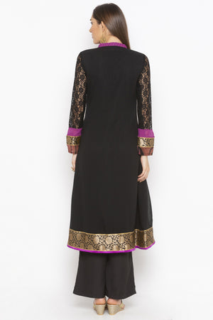 Georgette Flared Kurti Top In Purple