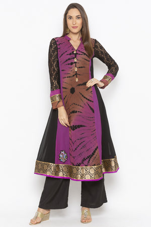 Georgette Flared Kurti Top In Purple