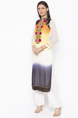 Georgette Straight Kurti Top In White