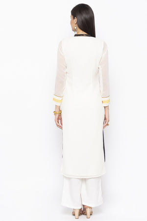 Georgette Straight Kurti Top In White