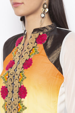 Georgette Straight Kurti Top In White